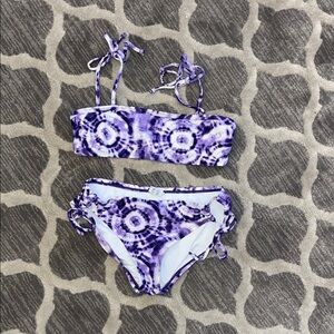 Stylish Purple Tie-Dye Kids Bikini Set